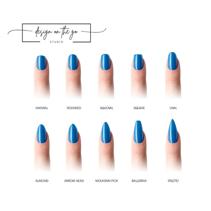 #type_manicure different shapes of manicured nails with nail wraps applied