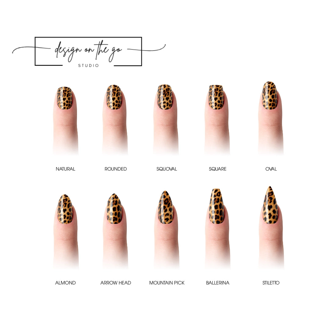 #type_manicure different shapes of manicured nails with nail wraps applied