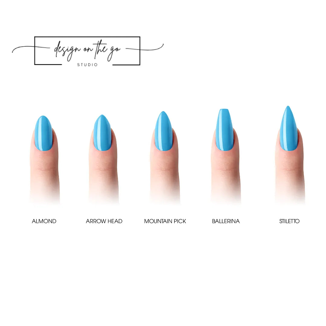 #type_manicure different shapes of manicured nails with nail wraps applied