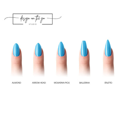 #type_manicure different shapes of manicured nails with nail wraps applied