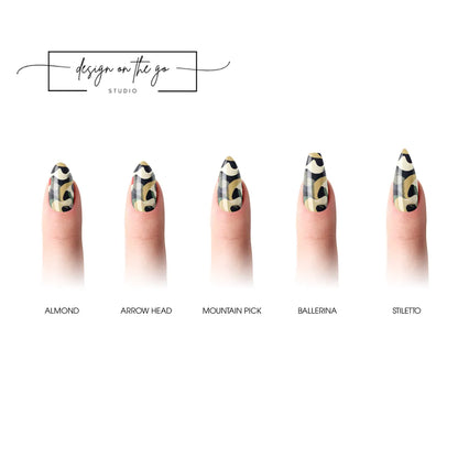 #type_manicure different shapes of manicured nails with nail wraps applied