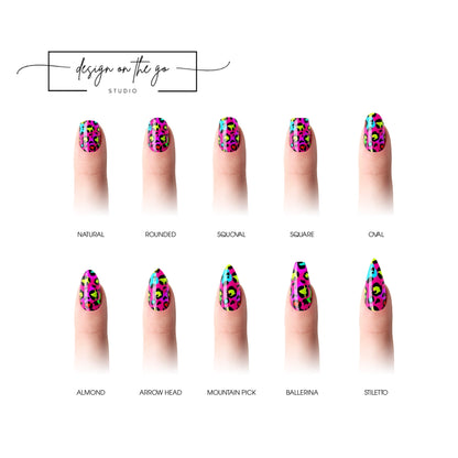 #type_manicure different shapes of manicured nails with nail wraps applied